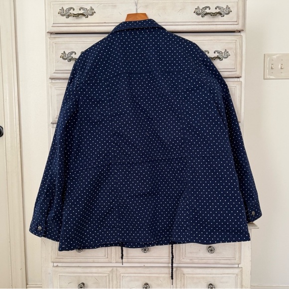 Talbots Navy Polka Dot Snap Button Coat Jacket - Picture 2 of 4